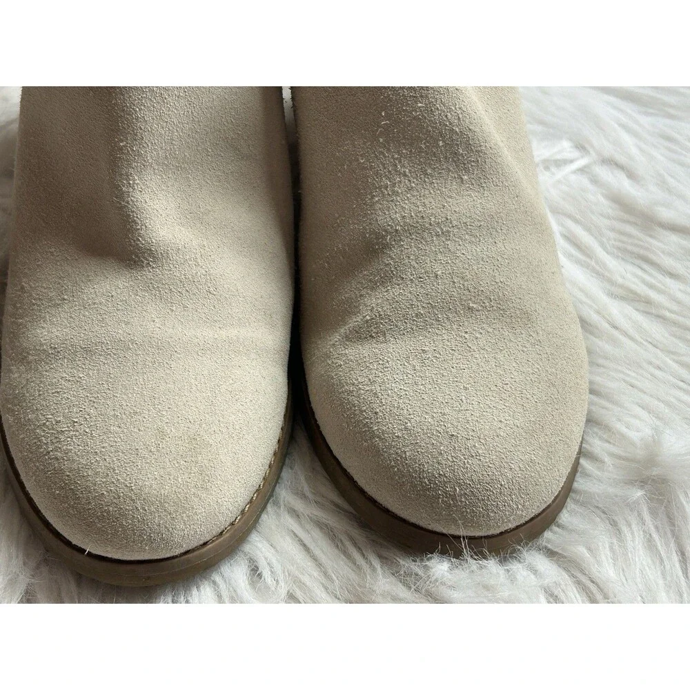 TOMS Women’s 8.5 Sand Beige Leather Wedge Ankle Booties Neutral Boho Career